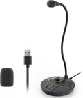 USB Computer Microphone, Plug & Play Desktop Condenser Mic for PC & Gaming with Volume Knob and One-Touch Mute Button, Compatible with Windows/Mac, Ideal for YouTube,Streaming(Black)