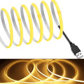 MDee】USB COB Tape Light LED Strip.9.84ft/3m- Flexible 5mm Hidden DC 5V LED Tape with 320 LEDs/m for Warm (2700K) Lighting. Cuttable, Shapeable, USB Powered. Ideal for Kitchen