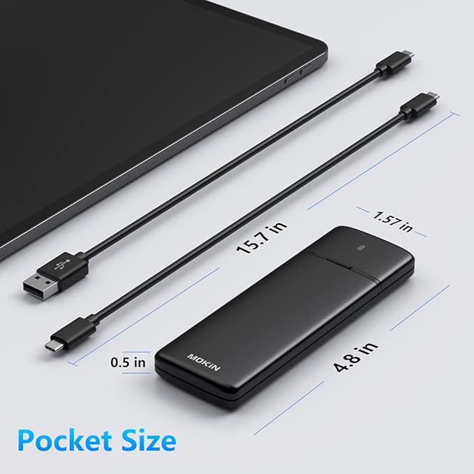 MOKiN M.2 NVMe SATA SSD Enclosure Reader Tool-Free, NVMe PCIe SSD to USB C Adapter Reader Case