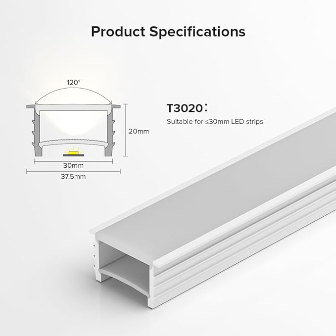 BTF-LIGHTING Silicone LED Channel System 49.2Ft Flexible Milky White Cover DIY Spotless Tube for ≤30mm Width LED Strip,Neon Rope Light Channel Diffuser, for Kitchen Cabinet, Room, Patio(No LED Strip)