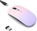 Wireless Bluetooth Mouse,LED Dual Mode Rechargeable Silent Slim Laptop Mouse,Portable(BT5.2+USB Receiver) Dual Mode Computer Mice,for Laptop,Desktop Computer,ipad Tablet,Phone,TV (Pinkish purple)