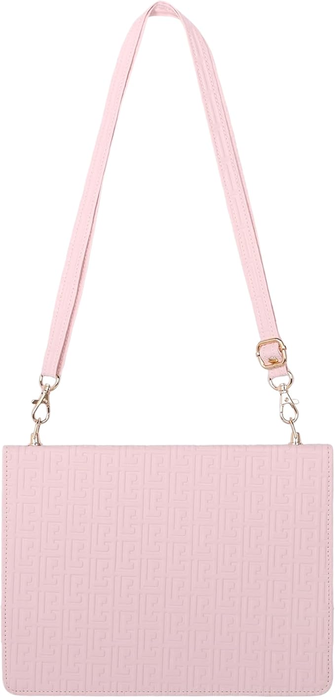 Handbag Case for iPad Pro 11-inch 2025 M5/2024 M4, Techcircle Elegant Crossbody PU Leather Folio Envelope Pocket Stand Cover with Hand Strap+Shoulder Strap+Pencil Holder+Card Slots, Baby Pink