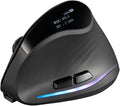 zelotes Bluetooth Wireless Vertical Mouse with Display,Rechargeable,Dual Mode (BT 5.0/3.0 + 2.4G USB Receiver),4000 DPI(5-Level Adjustable),Optical Portable Ergonomic Mouse for PC,Laptop,Tablets,Black