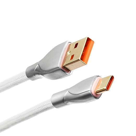 EPOMAKER Mix 1.8m Coiled Keyboard Cable, USB C to USB A TPU Cable for Mechanical Gaming Keyboard, with Detachable Metal Aviator for Custom Keyboard, White