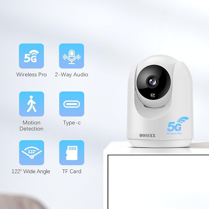 OOSSXX 2-Way Audio Indoor Security Camera Video Baby Monitor and Pet Monitor, 1080P PTZ Nanny Cam Smart Wireless Cameras for Home Video Surveillance (1-Pack)