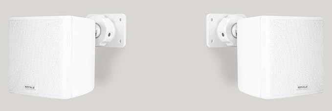 Rockville Pair Cube White 3.5" 30W RMS Home Theater Wall Speakers, 8 Ohm, 360-Degree Swivel Brackets, 2-Way Audio, Compact Design, for Home Theater and Surround Sound