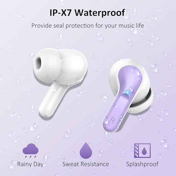 Wireless Earbud, Bluetooth Headphones 5.3 NEW 40H Ear Buds Bass Stereo Earphones Noise Cancelling Earbud with 4 ENC Mic in-Ear Bluetooth Earbud USB-C LED Display IP7 Waterproof Sport for Android iOS
