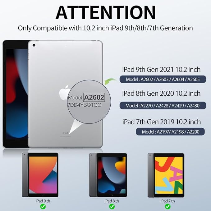 Smart Case for iPad 10.2 Inch 2021/2020/2019, for iPad 9th/8th/7th Generation Without Pencil Holder, Shockproof Cover with Soft TPU Back, Thin& Lightweight, Auto Sleep/Wake, Gray