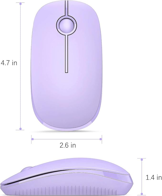 Unipows Wireless Mouse - 2.4G Slim Portable Computer Mouse with Nano Receiver, Less Noise Mobile Optical Mice for Notebook, PC, Laptop, Desktop-Purple