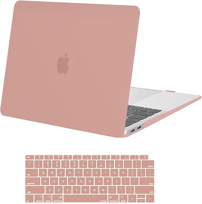 MOSISO Compatible with MacBook Air 13 inch Case M1 2021 2020 2019 2018 Release A2337 A2179 A1932 Touch ID, Plastic Hard Shell Cover&Keyboard Cover for MacBook Air 13.3 inch Case M1, Salmon Pink
