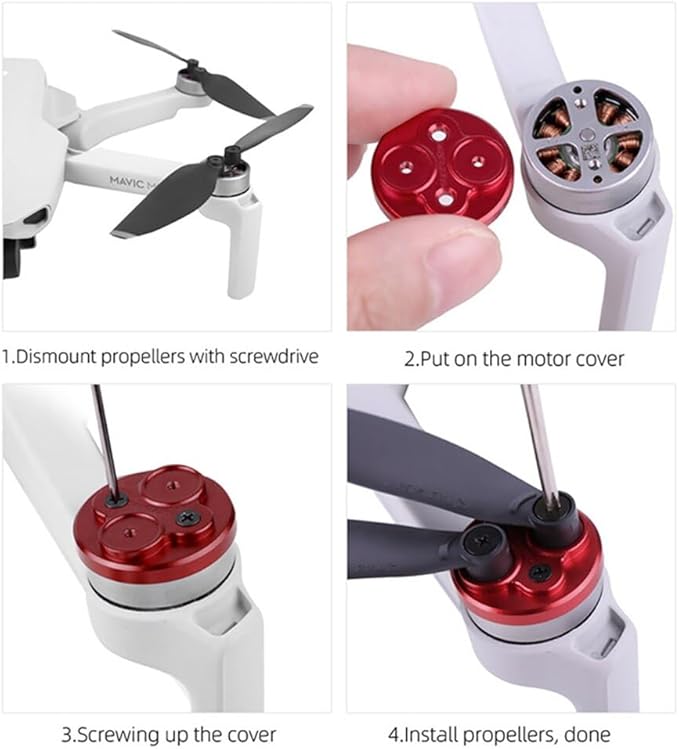 Mavic Mini 3 2 1 Motor Cover Cap Drone Dust-Proof Engine Protector Guard Protective Accessories for DJI Mavic Mini 2 SE 3 Pro (for Mini 1 SE 3 3Pro Red)