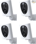 VIRTAVO VistaFlask 2K Security Cameras Wireless Outdoor, Battery Powered, AI Motion Detection, for Home Security, Starlight Lens for Colorful Night Vision, 2-Way Audio, Cloud/SD Storage 4pack
