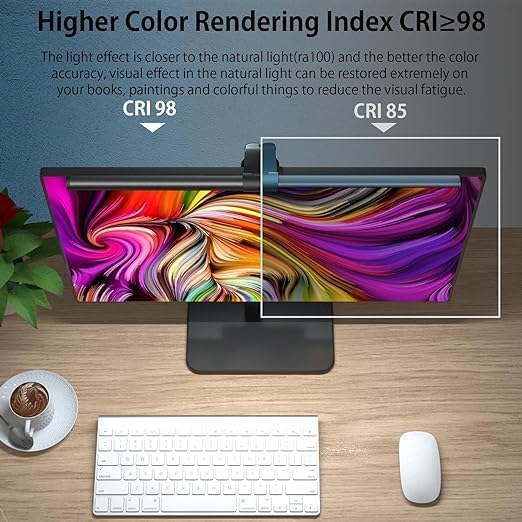OOWOLF 7.5W 20.1" Computer Monitor Light Bar with Remote Control Backlight, Eye-Care CRI≥98 Stepless Dimming Brightness and Color Temperature, No Screen Glare Computer Monitor Lamp for Office Gaming