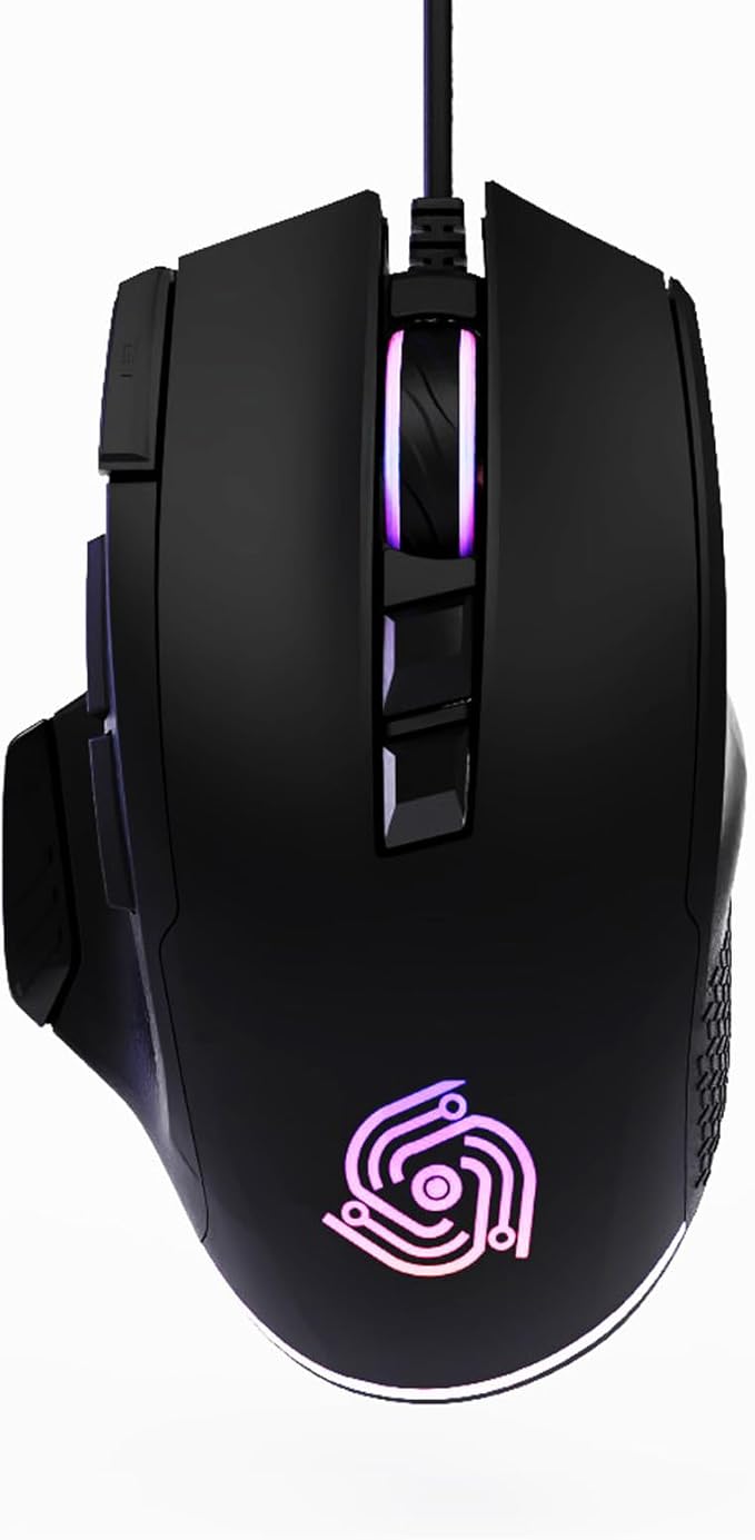 Wired Mouse for Gaming – USB Computer Mouse with 8 Programmable Buttons, 6 Adjustable DPI , Mechanical Switches, Rapid Fire & Sniper Buttons, Compatible with PC and Laptop – Black (Wicked Widow)