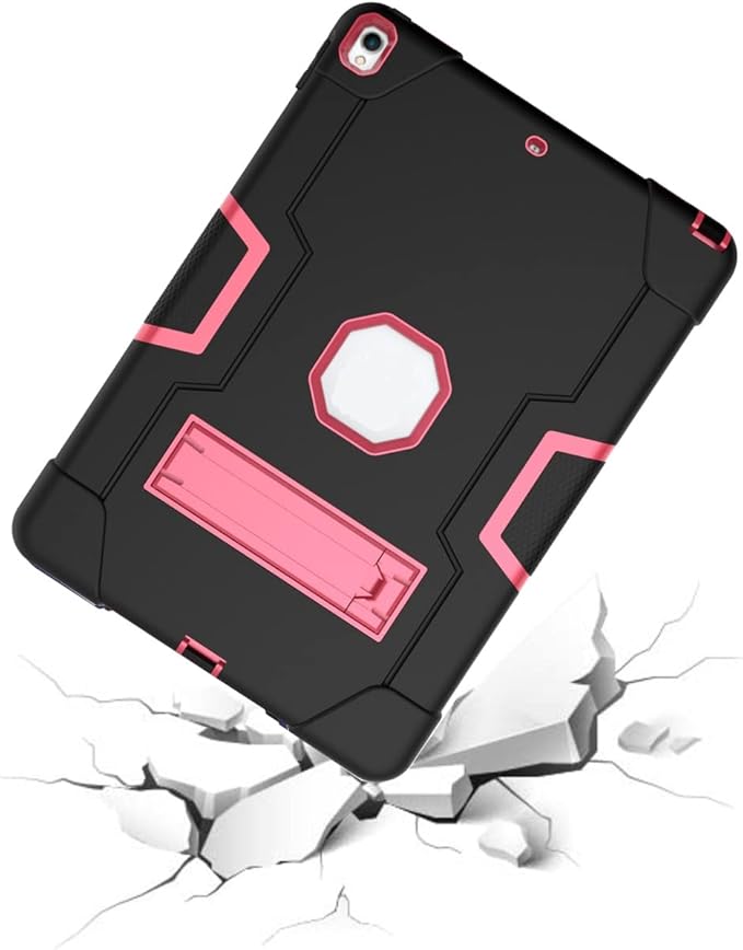 3 in 1 Hybrid Case for iPad Air 3 10.5" & iPad Pro 10.5" - Heavy Duty Rugged Stand, Shockproof, Anti-Slip & Scratch, Black/Red