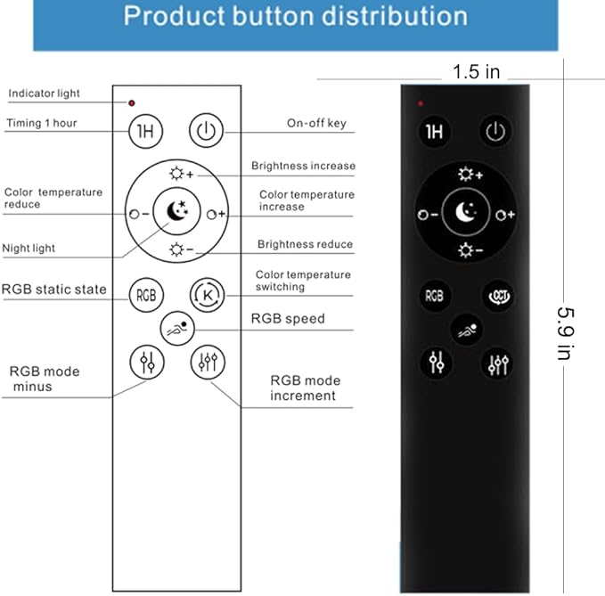 RGBCW LED Bulb with a 2.4GHz Remote Control, A60 12W 1000lm Color Changing Smart Light Bulb for Lamp, Bedroom, Mood Soothing,100W Equivalent,Dimmable 1% to 100% 3000-6500K,1 Bulb & Remote