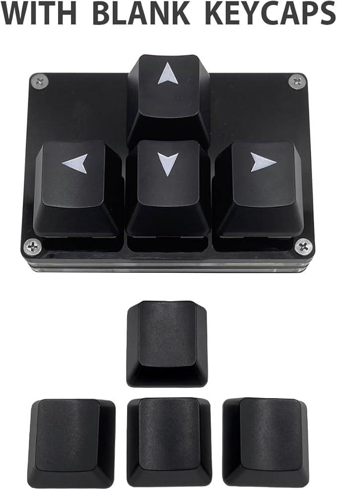 BTXETUEL Mini 4-Key Keypad WASD Arrow Key Keycaps Keyboard One-Handed Mechanical Gaming Keypad Programmable USB-C Customized Keyboard for Working or Gaming (Black, Arrow Keycaps 1)