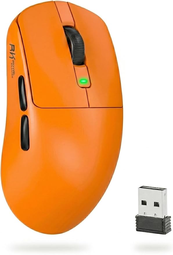 RK ROYAL KLUDGE RK M30 Wireless Gaming Mouse, 43g Ultra-Lightweight Computer Mouse with 2.4GHz/Bluetooth/USB-C, 24000 DPI, Rechargeable PC Game Mice with 5 Programmable Buttons for Win/Mac, Orange