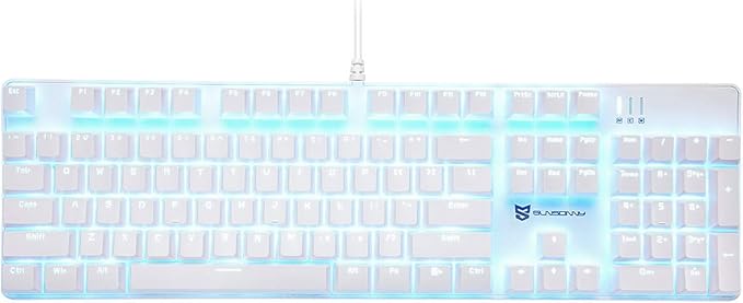 Qisan 104 Mechanical Keyboard for Gaming | Large Size USB White Backlit Gaming Keyboard Wired | US Layout Brown Switches Hot Swappable Mechanical Clicky Keyboards Compatible with PC & Laptop