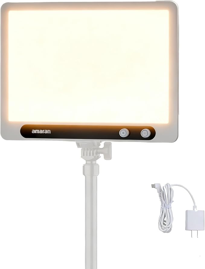 Amaran Verge Bi-Color Edge-lit Rectangular Panel Light, 96+ CRI,0-100% Brightness & 2700K-6500K,Bi-Color,Front-Facing Knobs and APP Control, USB-C PD, Silent for Streaming & Video(White)