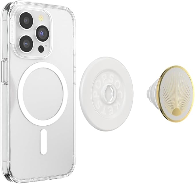 PopSockets Phone Grip for MagSafe, Magnetic Holder, Phone Stand, White - Enamel Radiant White