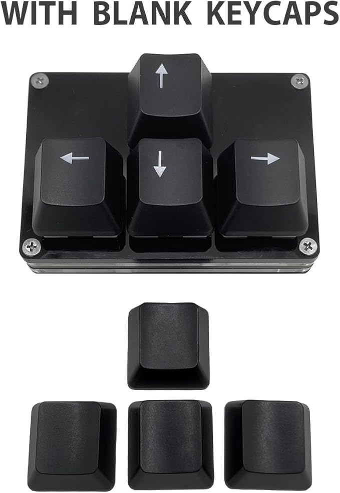 BTXETUEL Mini 4-Key Keypad WASD Arrow Key Keycaps Keyboard One-Handed Mechanical Gaming Keypad Programmable USB-C Customized Keyboard for Working or Gaming (Black, Arrow Keycaps 2)