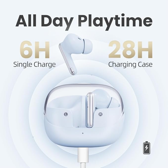 SHANLING MTW60 Headphone TWS Bluetooth 5.3 Earphone HiFi in-Ear Monitor 13mm 35dB with ENC, IPX4 Water Resistance in-Ear Earbuds (Blue)