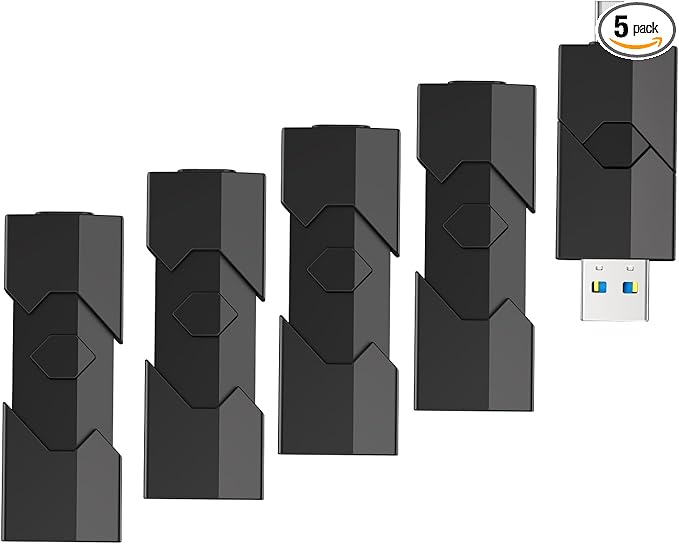 RAOYI 5 Pack 64GB USB C Flash Drive 2 in 1 Type C + USB 3.0 Flash Drive Dual OTG Retractable Type-C Thumb Drive Memory Stick for iPhone 17/16/15 iPad Pro Android Smartphone Tablet PC (Black)