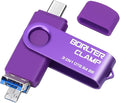 64GB 3 in 1 USB 3.0 Flash Drive Photo Stick for Android Phones, BorlterClamp OTG Memory Stick with 3 USB Ports (USB C, microUSB, USB A) for Samsung Galaxy, LG, Tablets, PC and More, Purple