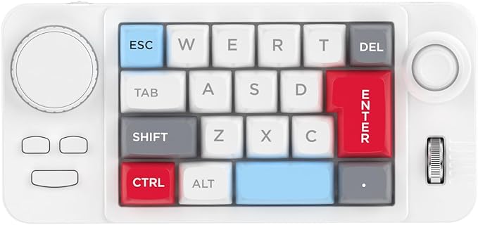 19-Key mini Mechanical Office/Gaming Keypad, Hot-Swappable Keys, Macro Programmable, RGB Backlit, Type-C Wired, With rollers, joystick, and dial for PC/window/Laptop and desktop computer (White)