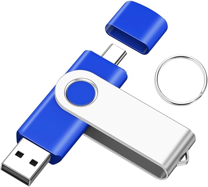 EASTBULL 8GB Type-C & USB2.0 Flash Drive 2-in-1 FAT32 USB C Thumb Drive OTG Memory Stick Compatible with Smartphones, Computers, Tablets, Mac (Blue)