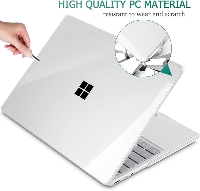 Case for 13.5" Microsoft Surface Laptop 5/4/3 with Metal Palm Rest ONLY 2019-2022 Release Models:1868/1951, Plastic Hard Shell Case with Keyboard Cover & Screen Protector, Crystal Clear