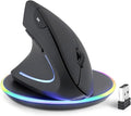 Perixx PERIMICE-713LRX - Left Handed Cordless Rechargeable Vertical Mouse - Duo Wired and Wireless Charging Feature - Included Wireless Charger - Left Handed