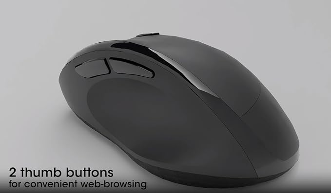 MANHATTAN Wireless Ergonomic Mouse – 2.4 GHz RF, 800/1200/1600 dpi, Six Buttons with Scroll Wheel, USB-A & USB-C 2-in-1 Receiver Dongle – for Laptop, Computer, PC - 3 Yr Mfg Warranty – 190237