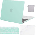 MOSISO Compatible with MacBook Air 13 inch Case M1 Chip 2021-2018 Release A2337 A2179 A1932, Plastic Hard Shell&Keyboard Cover&Screen Film&Storage Bag for MacBook Air 13.3 inch Case, Mint Green