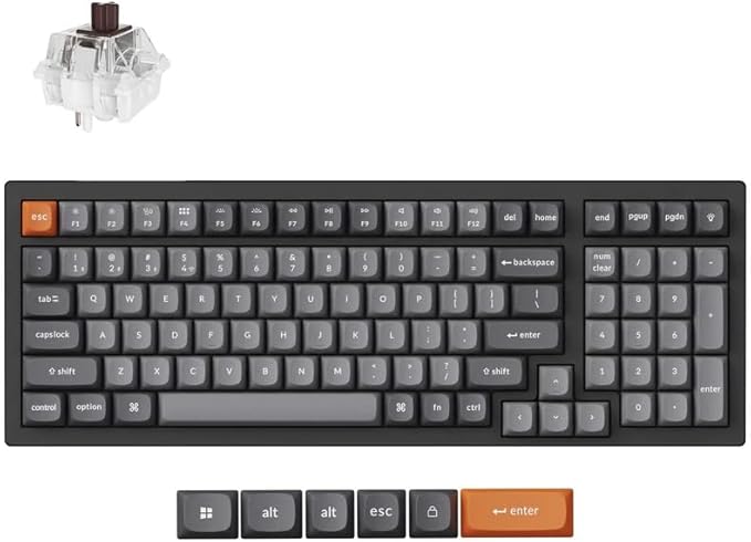 Keychron K4 Max Mechanical Keyboard Wireless with Number Pad, 2.4 GHz/Bluetooth 5.1/Wired Custom Keyboard with 100 Keys, Programmable RGB Backlight Hot-Swappable for Mac Windows Linux