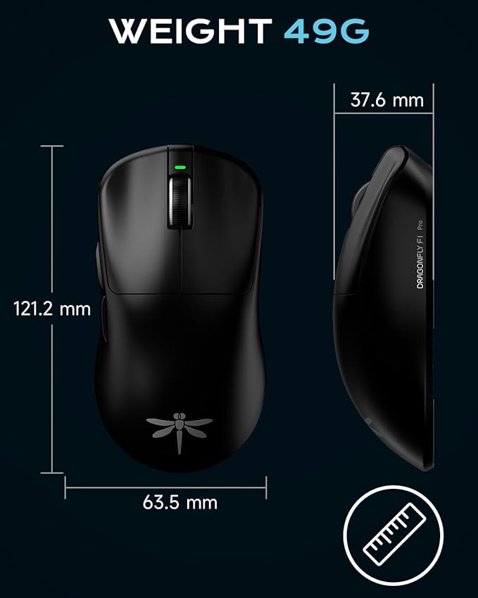 VGN Dragonfly F1 Pro Wireless Gaming Mouse, 49g Ultra-Lightweight, PAW3395 26K DPI Sensor, 4KHz Polling Rate Supported, Professional Esports Speed, Black