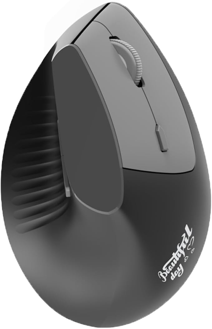 Lomiluskr Ergonomic Wireless Mouse Rechargeable, 2.4G/Bluetooth Dual Mode, Lightweight Soundless Cordless Mice, Compatible with Notebook, PC, Tablet, Smartphone (Black)
