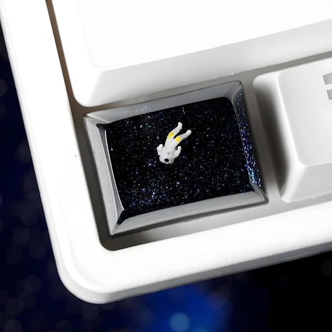 Space Astronaut Artisan Keycap R1 SA Profile Custom Astronauts Keycaps 1.25U Ctrl Key caps Handmade Gaming Resin Key Cap Cherry MX Switch Compatible Mechanical Keyboard Space Lover Gift