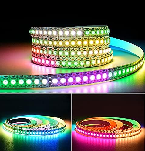 WS2812B LED Strip Individual Addressable Light 144Pixels/m SMD 5050 RGB WS2812B Pixel Strip DC5V (3.2FT 144LEDS Non-Waterproof, White PCB)