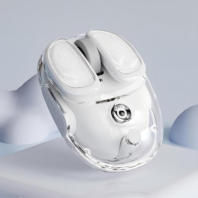 SEUNKWANG EWEADN Q9 Wireless Clear Mouse Dual Mode Bluetooth & 2.4G USB Computer Mouse with RGB Lighting, Silent Clicks, Multi-Device Compatibility for Laptop, PC, MacBook, iPad Cute Mouse-White