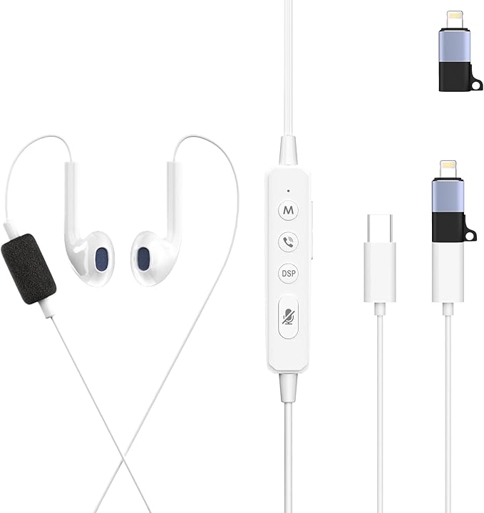 Sound Card Karaoke Headset with in-Ear Monitoring, Voice Changer, Reverberation, Built-in Sound Card, Karaoke Microphone, Portable Karaoke Headphones, Type C HiFi Wired Earbuds for Musician