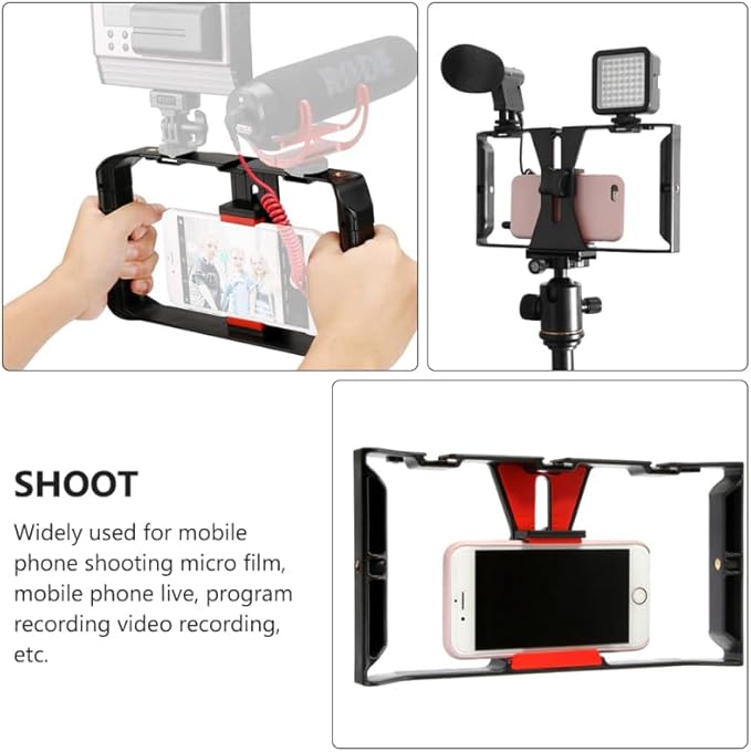 ARTIBETTER Smartphone Video Rig Handheld Phone Holder Mobile Phone Frame Compatible with Most Smartphones for Stable Filming and Live Streaming
