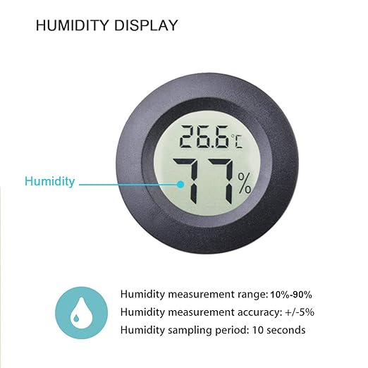2pcs Mini Hygrometer Thermometer Indoor Outdoor Round Humidity Meter Temperature Gauge Humidity Sensor Fahrenheit Switchable Celsius Monitor for Reptile Jars 3D Printer