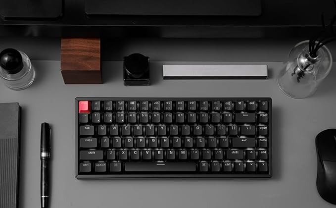 Keychron K2 QMK Wireless Mechanical Gaming Keyboard, 75% Layout with Super Banana Switch, White LED Backlight Rechargeable Wired Bluetooth Professional Office Keyboard for Mac/Windows, Version 3