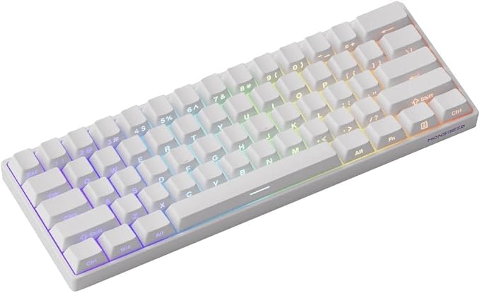 MONSGEEK FUN60 Pro Rapid Trigger Gaming Keyboard 8k SP Magnetic Switch HE Keyboard Multi-Modes Wireless 60% White Shine-Through (Glare Magnetic Switch)