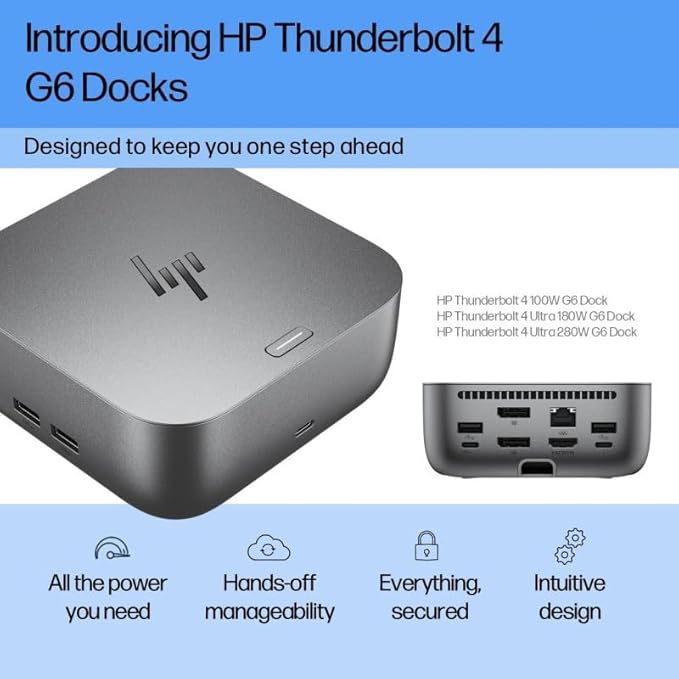 HP 180W G6 Thunderbolt 4 Ultra Dock Port Replicator Bundle w/DKZ Hub 9X481UT#ABA (Universal Thunderbolt/USB-C Docking Station, Data Transfers to Any Brand Laptop, Single Cable for Charging) 2 Pack