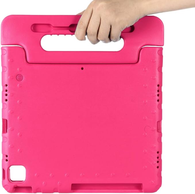 Kids Case for iPad Pro 11-inch 4th/3rd/2nd Gen 2020-2022, Techcircle [Support Pencil Charging] Handle Stand Lightweight EVA Foam Bumper Protective Rugged Drop Protection Child Proof Cover, Rose