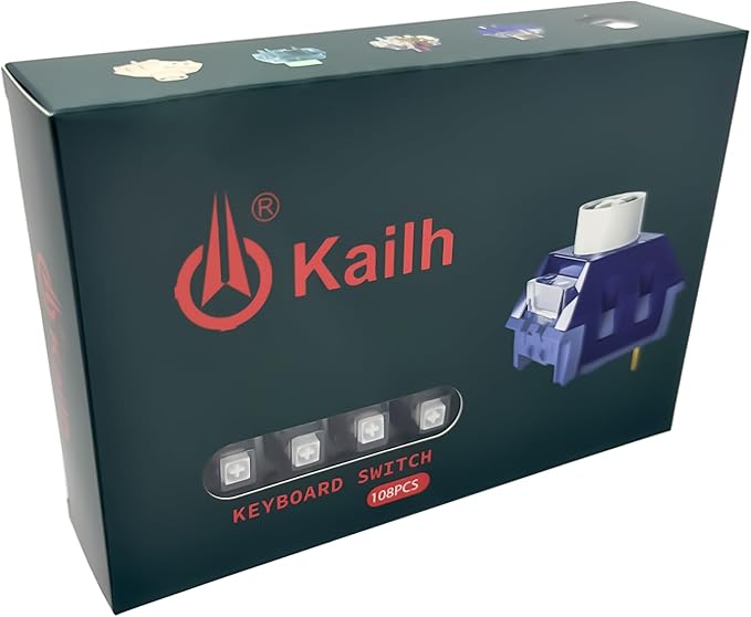 Kailh Box White Mechanical Keyboard Switches,3-Pin 45gf Clicky/Speed Typing/Gaming/Waterproof Switches(108Pcs,Kailh Box White)