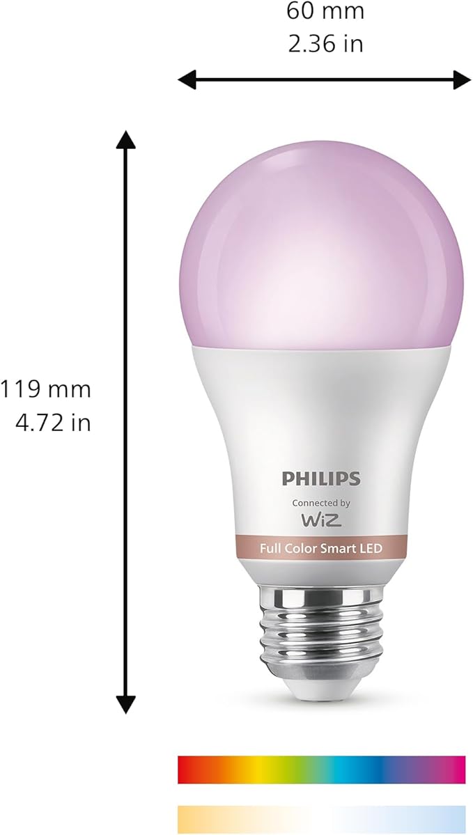 Philips Smart 100W A19 LED Light Bulbs 4-Pack - Connects to Your Wi-Fi - E26 - Control with Voice or App + Activate with Motion - Matter Compatible